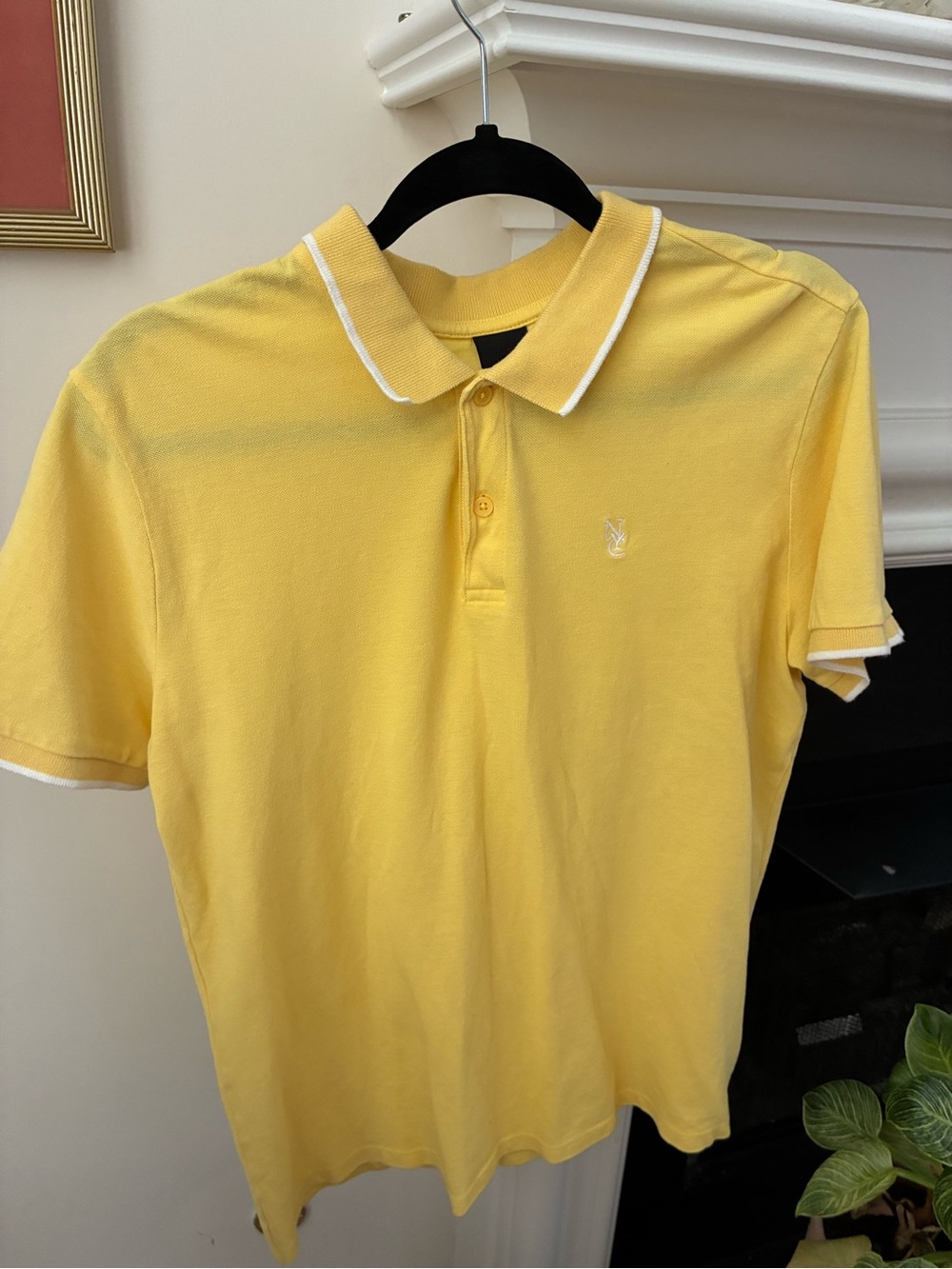 H&M Men's Yellow Polo Shirt with Contrast Trim